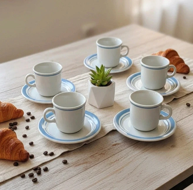 Lot of 6 coffee cups and saucers - Quadrifolio – photo 2